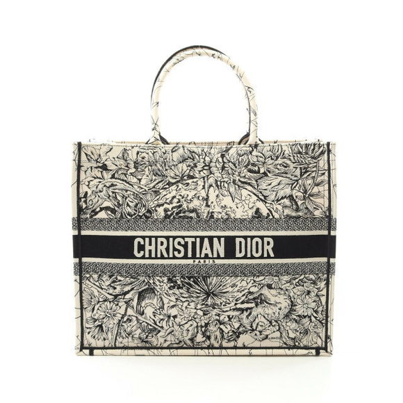 Dior BOOK TOTE Canvas Bag White Black - Picture 1 of 7